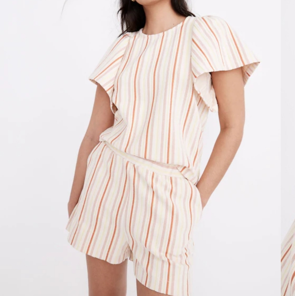 Madewell Textured Flutter Striped  Top